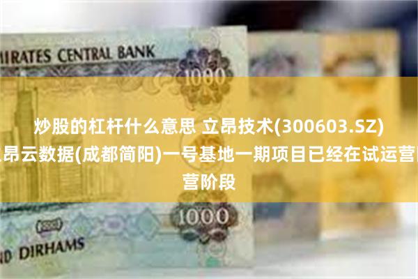 炒股的杠杆什么意思 立昂技术(300603.SZ)：立昂云数据(成都简阳)一号基地一期项目已经在试运营阶段