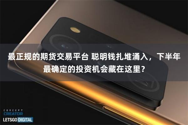 最正规的期货交易平台 聪明钱扎堆涌入，下半年最确定的投资机会藏在这里？