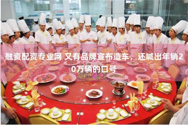 融资配资专业网 又有品牌宣布造车，还喊出年销20万辆的口号